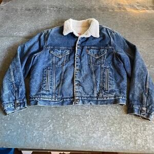 Vintage Levi's Sherpa Lined Trucker Denim Jean Jacket Mens 48R XL USA 80s Retro
